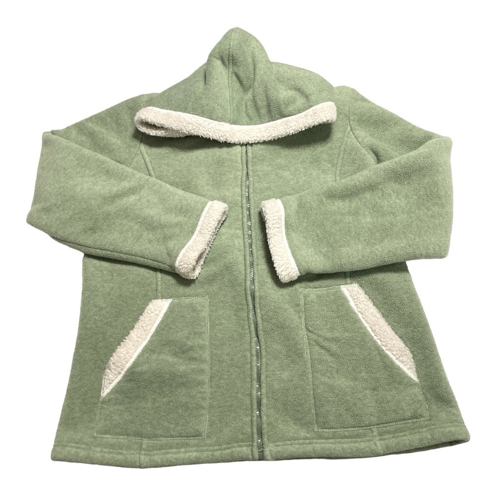 Denim & Co. Zip Front Fleece Jacket with Hood and Sherpa Lining Size L - Picture 6 of 14